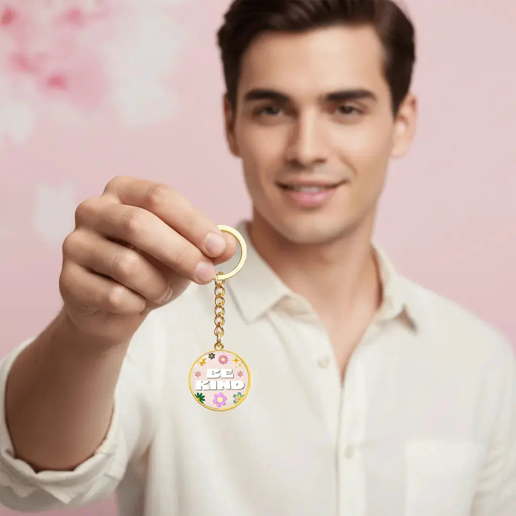 Be Kind Graphic Circle Keychain - Flourish Love Shop