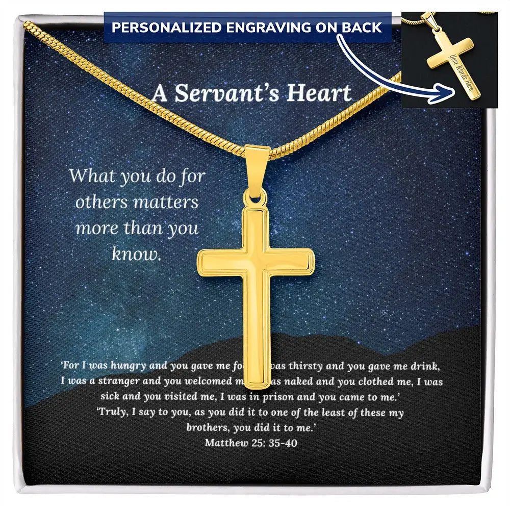 A Servant's Heart Cross Necklace / Personalized Christian Faith Gift - Flourish Love Shop