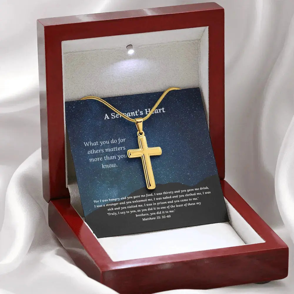 A Servant's Heart Cross Necklace / Personalized Christian Faith Gift - Flourish Love Shop