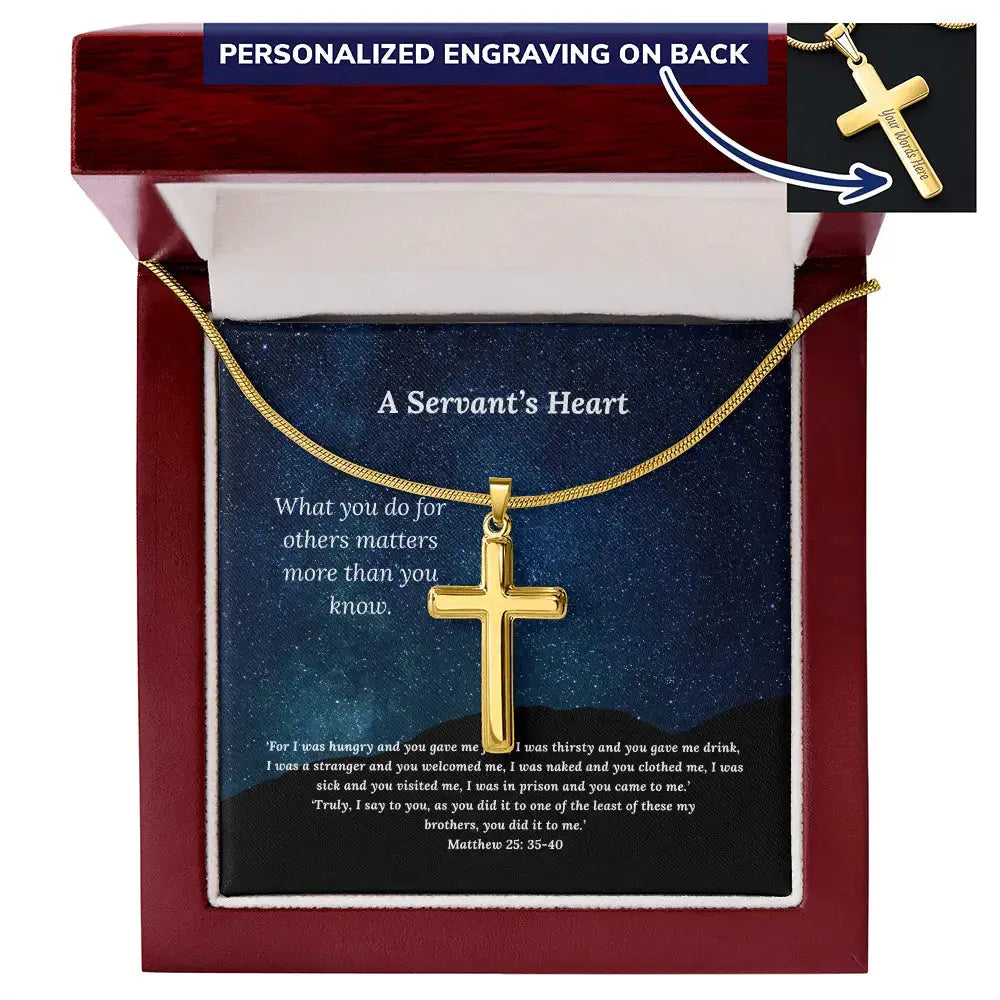 A Servant's Heart Cross Necklace / Personalized Christian Faith Gift - Flourish Love Shop