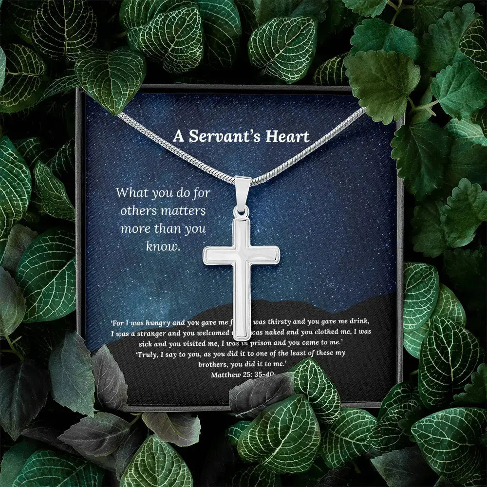 A Servant's Heart Cross Necklace / Personalized Christian Faith Gift - Flourish Love Shop