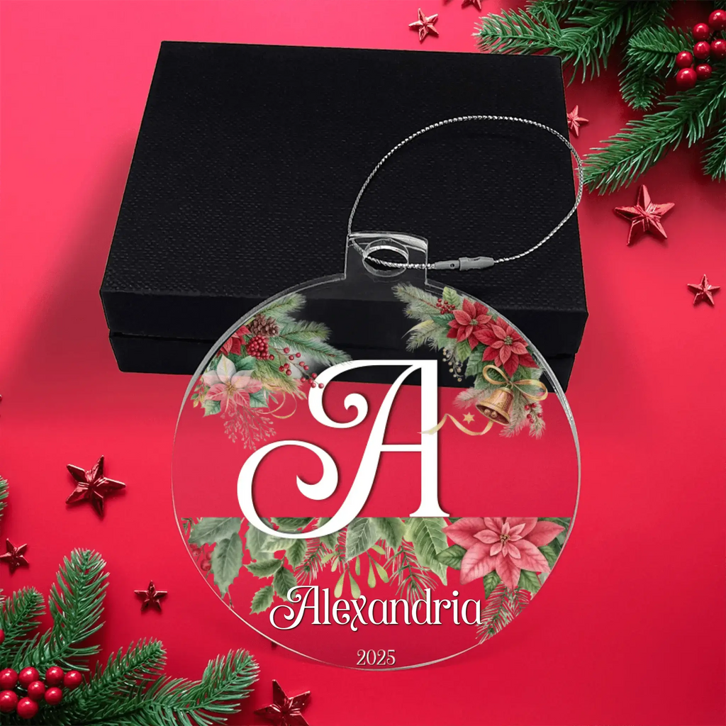 A is for Awe – Custom Letter & Name Holiday Ornament - Flourish Love Shop