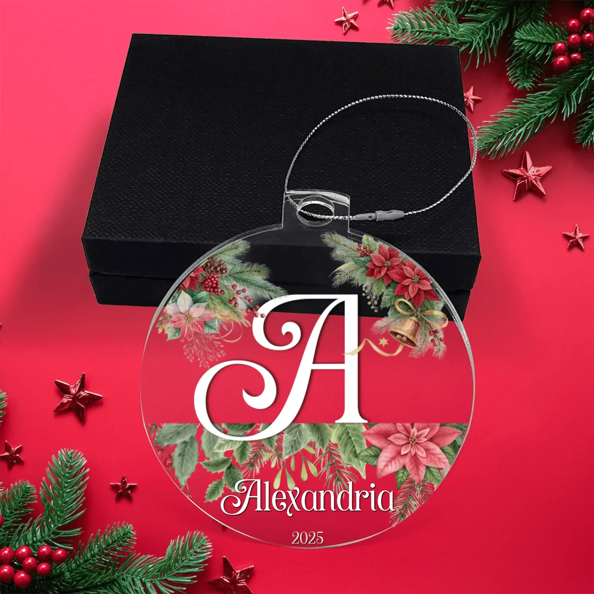 A is for Awe – Custom Letter & Name Holiday Ornament - Flourish Love Shop