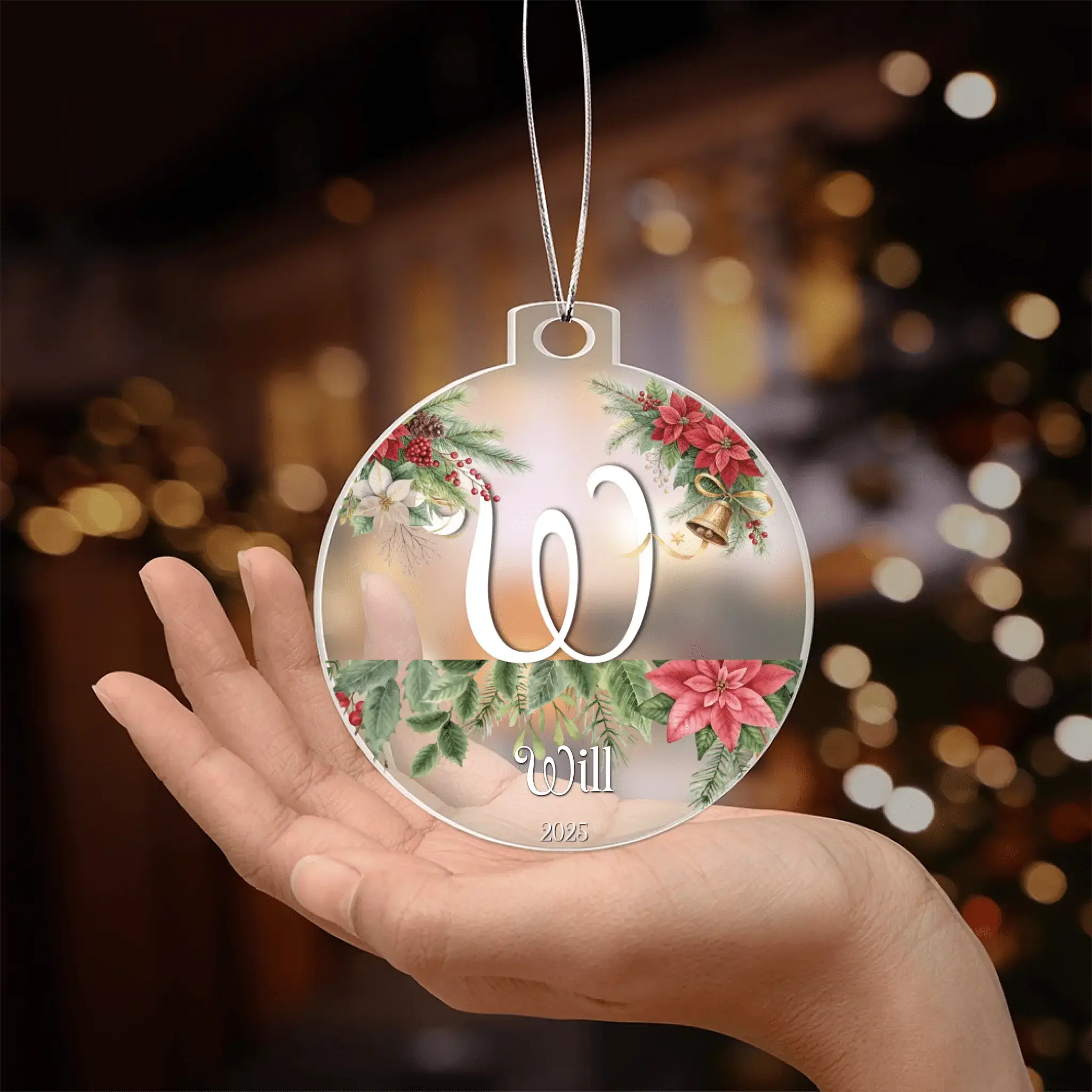 A is for Awe – Custom Letter & Name Holiday Ornament - Flourish Love Shop