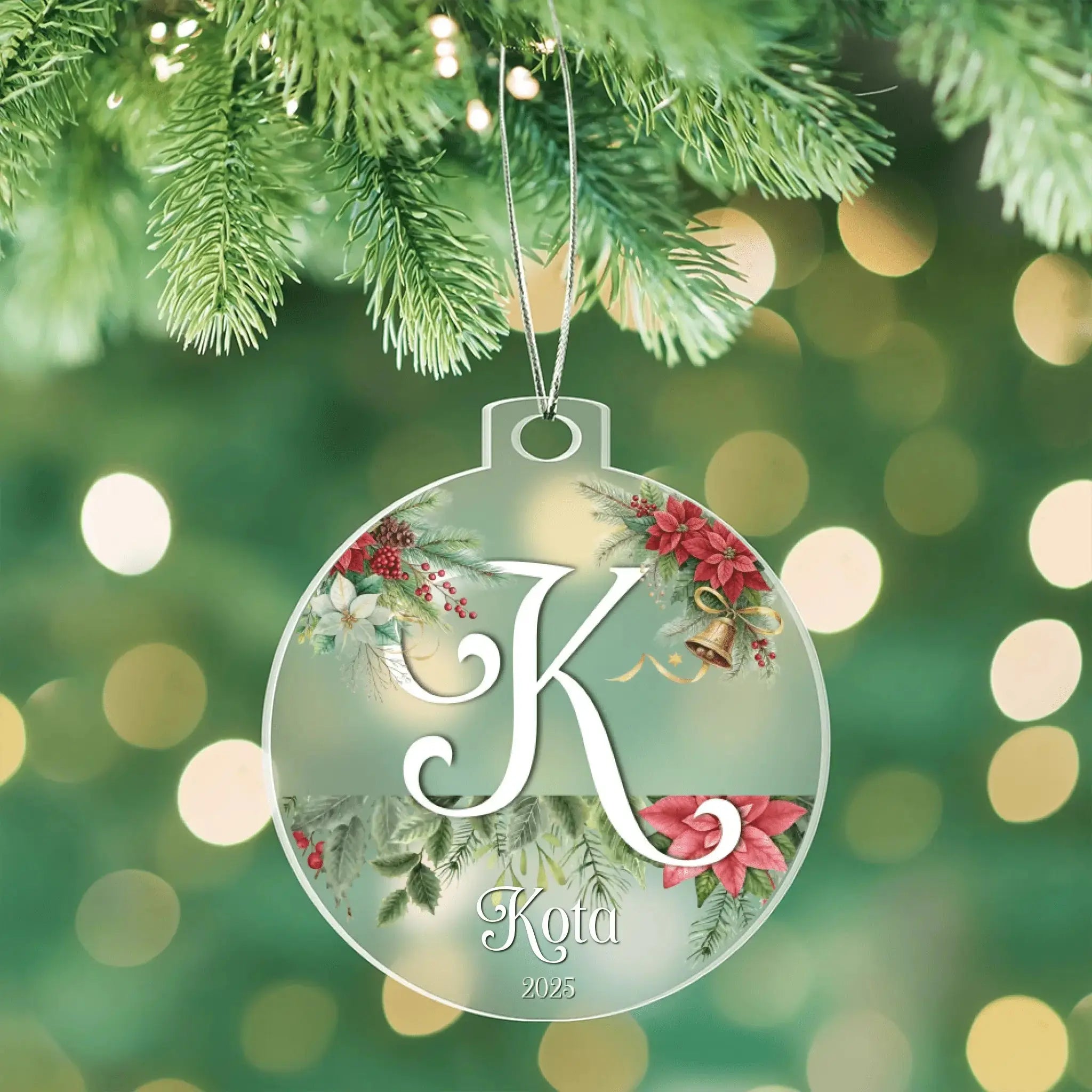 A is for Awe – Custom Letter & Name Holiday Ornament - Flourish Love Shop