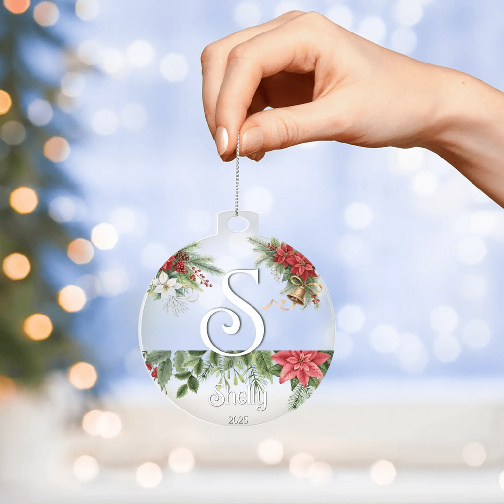 A is for Awe – Custom Letter & Name Holiday Ornament - Flourish Love Shop