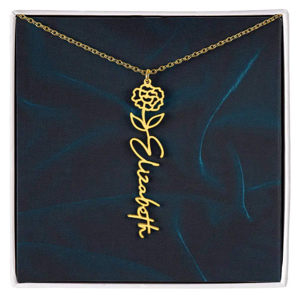 Birth Flower Name Necklace – Personalized Floral Name Jewelry Gift for Her | Meaningful Custom Keepsake ShineOn Fulfillment
