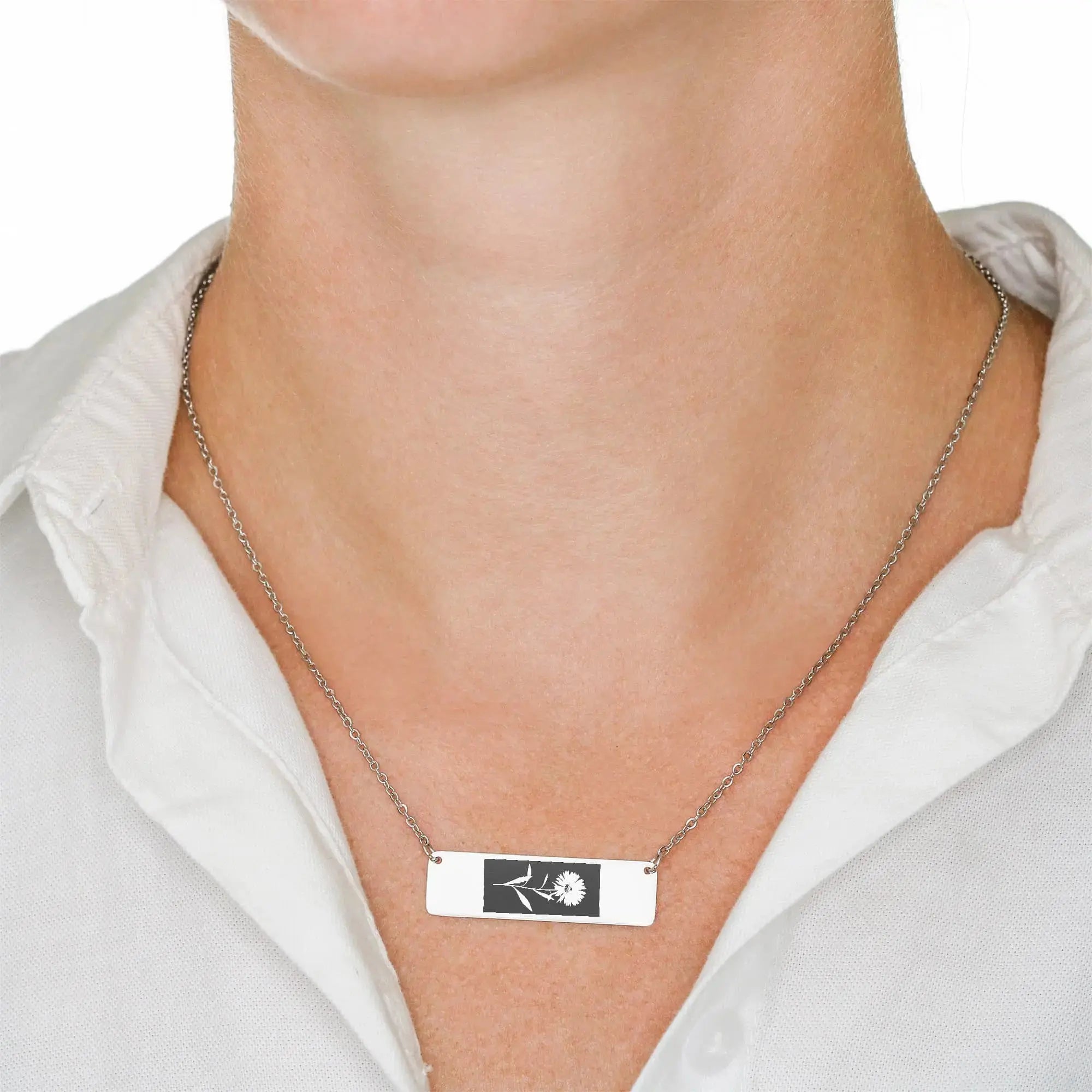 Horizontal Bar Necklace Birth Month Flowers - Flourish Love Shop