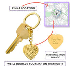 Engraved Map Keychain - so they'll always know their way home - Flourish Love Shop