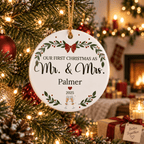 First Christmas as Mr. & Mrs. Personalized Ceramic Ornament — Custom Name & Year