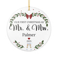 First Christmas as Mr. & Mrs. Personalized Ceramic Ornament — Custom Name & Year