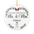First Christmas as Mr. & Mrs. Personalized Ceramic Ornament — Custom Name & Year