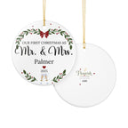 First Christmas as Mr. & Mrs. Personalized Ceramic Ornament — Custom Name & Year