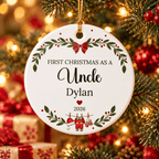 First Christmas as an Uncle Personalized Ceramic Ornament – Custom Name & Year