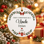 First Christmas as an Uncle Personalized Ceramic Ornament – Custom Name & Year