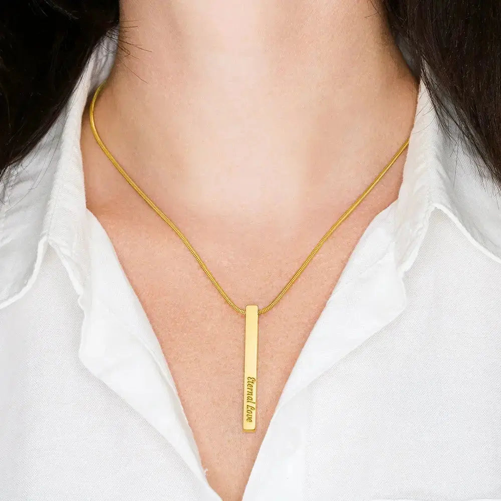For Bridesmaids and Besties Engraved 4 - Sided Stick Necklace - Flourish Love Shop