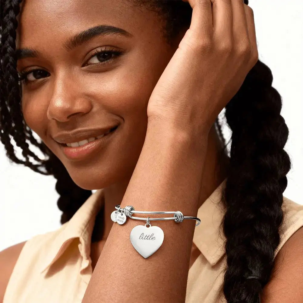 For Your little, an engraved Luxury Heart Bangle Bracelet ShineOn Fulfillment