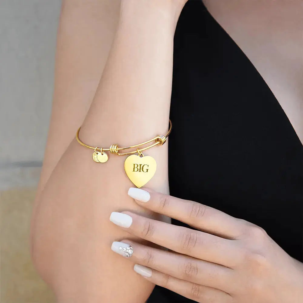 For the Big, an engraved Luxury Heart Bangle Bracelet - Flourish Love Shop