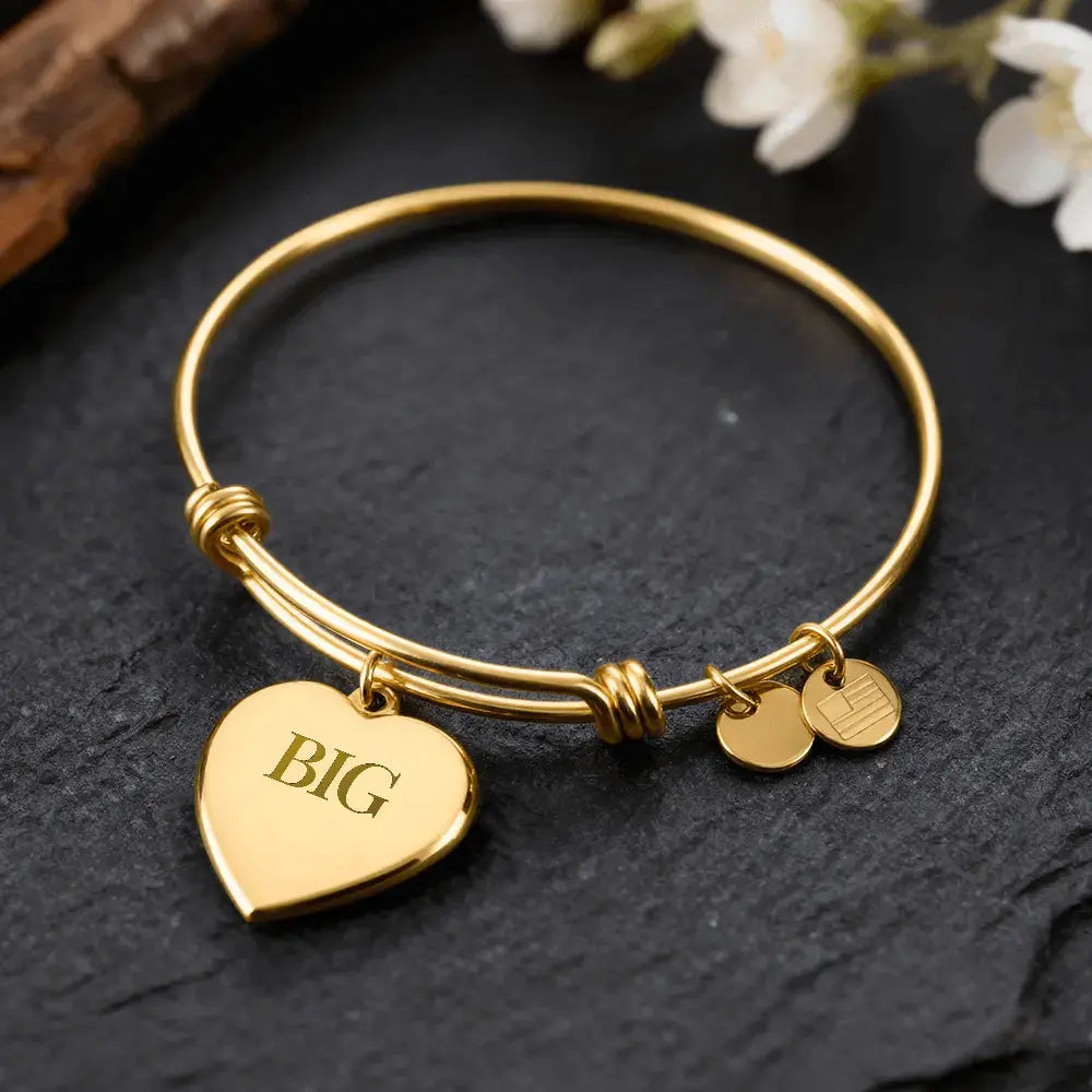 For the Big, an engraved Luxury Heart Bangle Bracelet - Flourish Love Shop