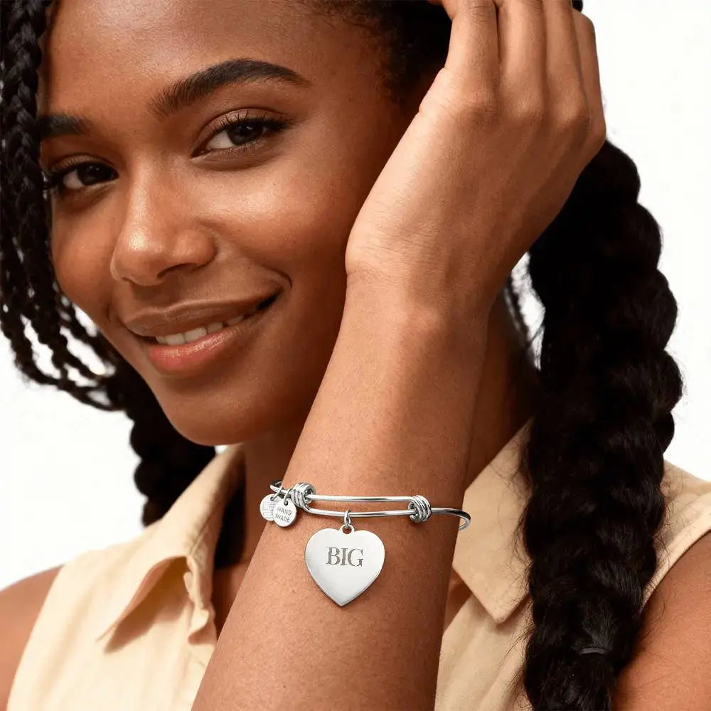For the Big, an engraved Luxury Heart Bangle Bracelet ShineOn Fulfillment