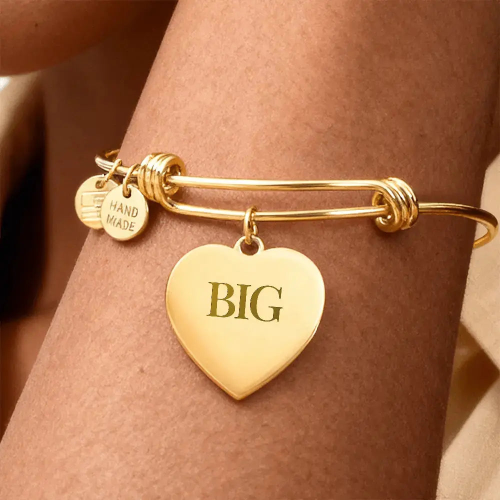 For the Big, an engraved Luxury Heart Bangle Bracelet - Flourish Love Shop