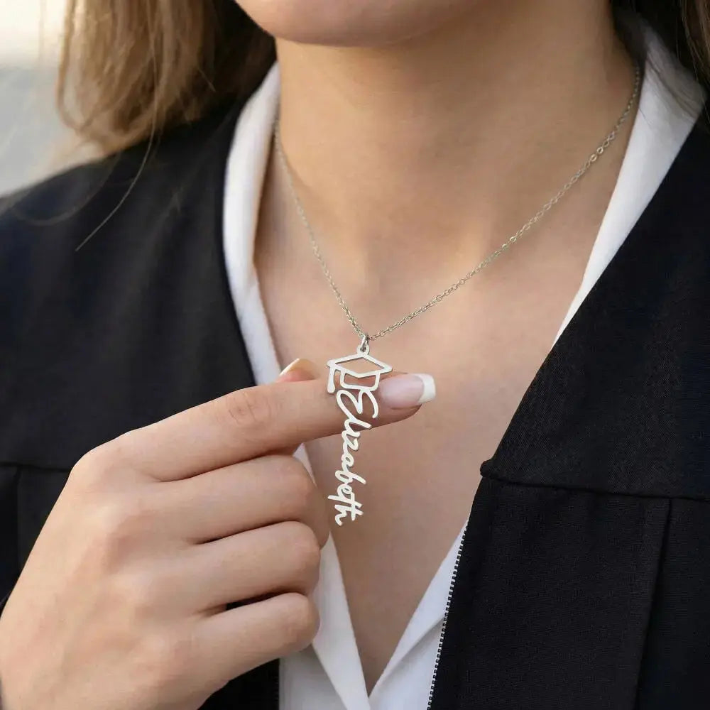 Make Graduation Special - Graduation Cap and Name Necklace ShineOn Fulfillment