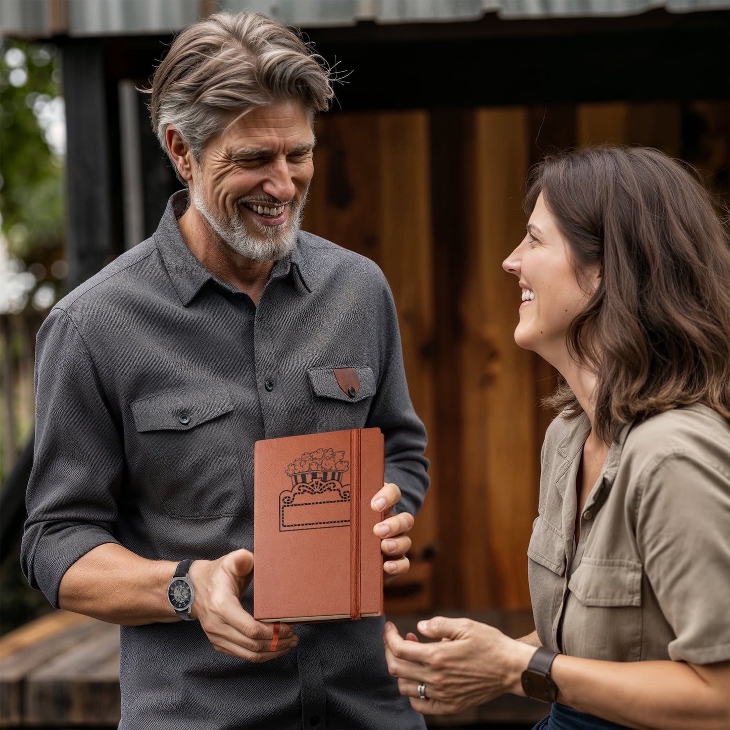 Personalized Popcorn & Marquee Vegan Leather Journal - Flourish Love Shop