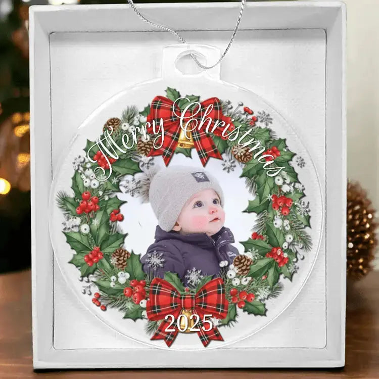 Merry Memories Personalized Wreath Acrylic Ornament - Flourish Love Shop