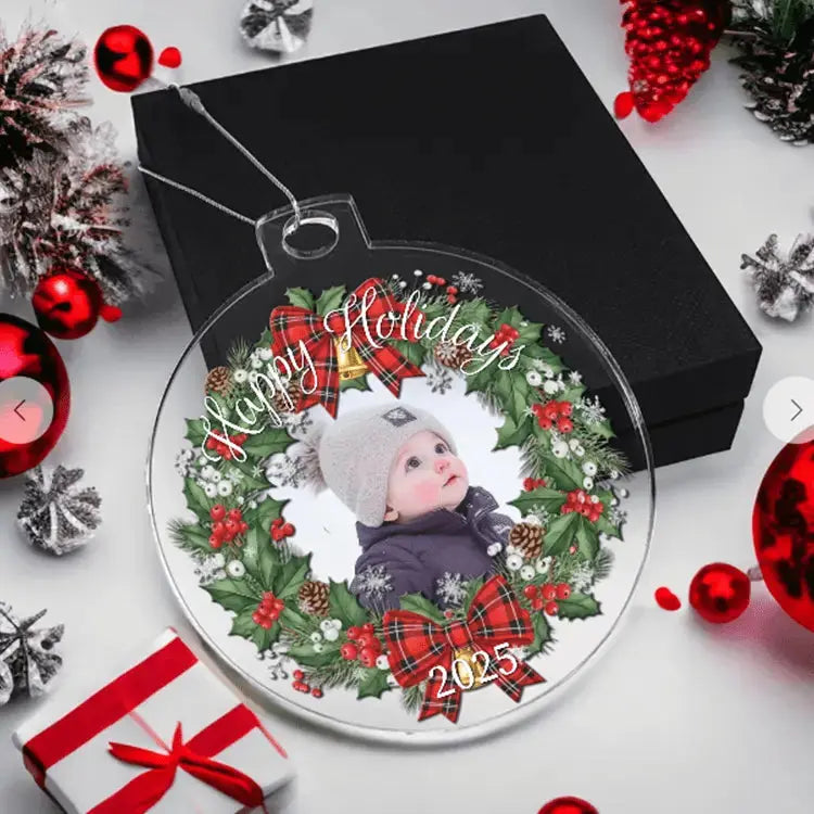 Merry Memories Personalized Wreath Acrylic Ornament - Flourish Love Shop