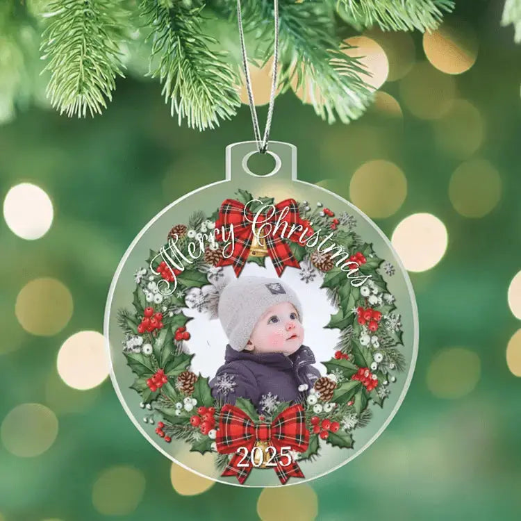 Merry Memories Personalized Wreath Acrylic Ornament - Flourish Love Shop