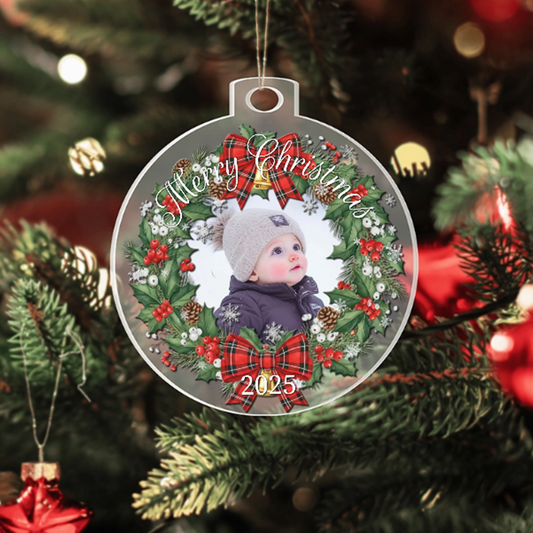 Merry Memories Personalized Wreath Acrylic Ornament