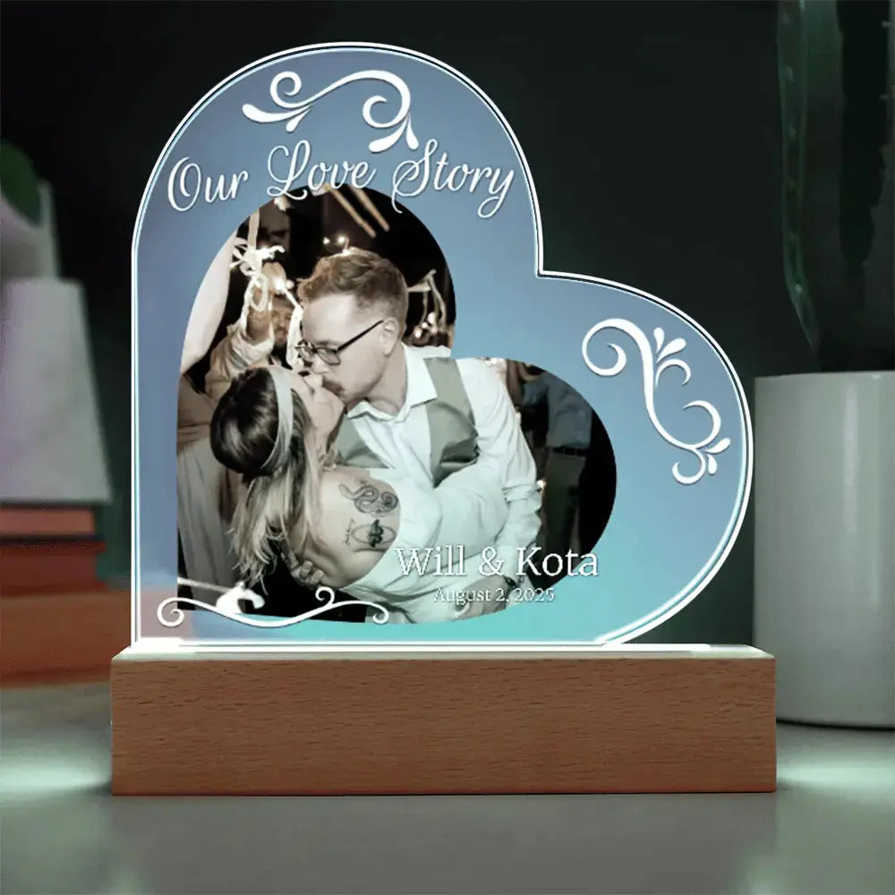 Our Love Story – Personalized Heart Acrylic Light - Flourish Love Shop