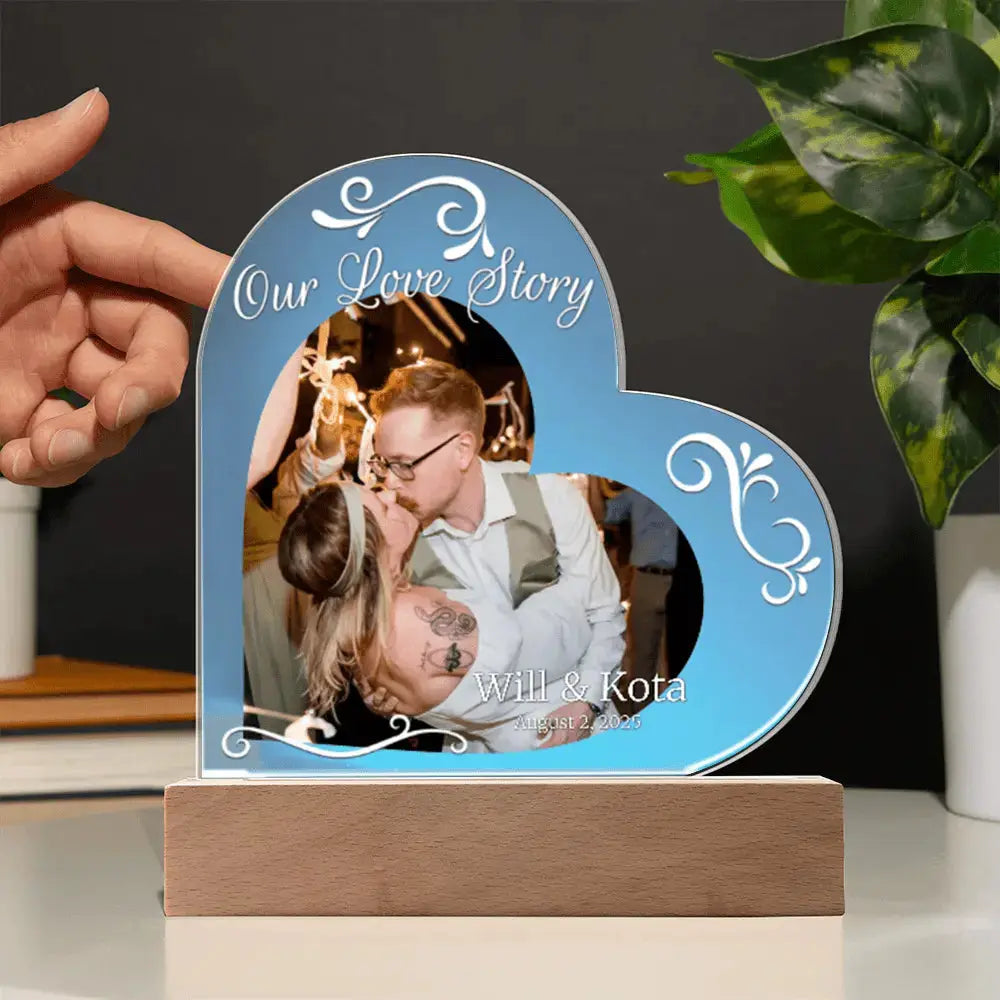 Our Love Story – Personalized Heart Acrylic Light - Flourish Love Shop