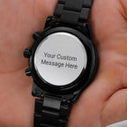 Personalized Engraving Black Chronograph Watch - Flourish Love Shop