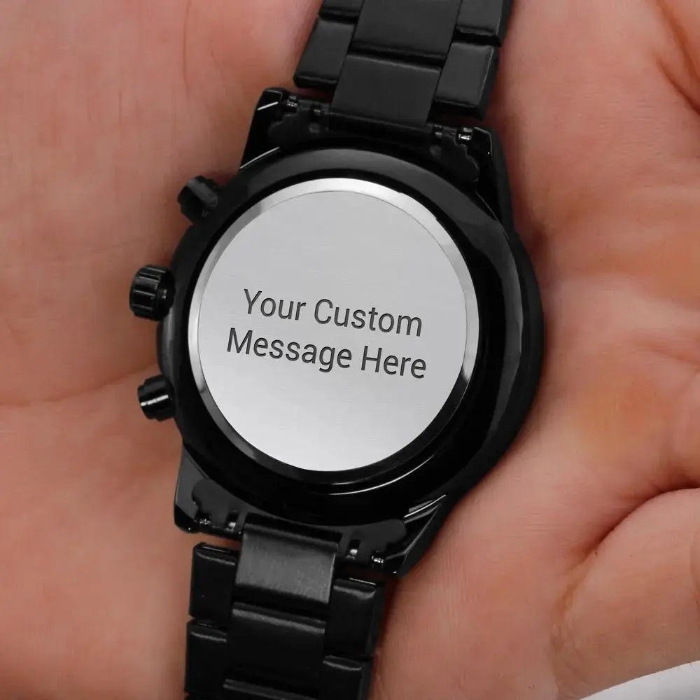 Personalized Engraving Black Chronograph Watch - Flourish Love Shop