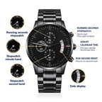 Personalized Engraving Black Chronograph Watch - Flourish Love Shop