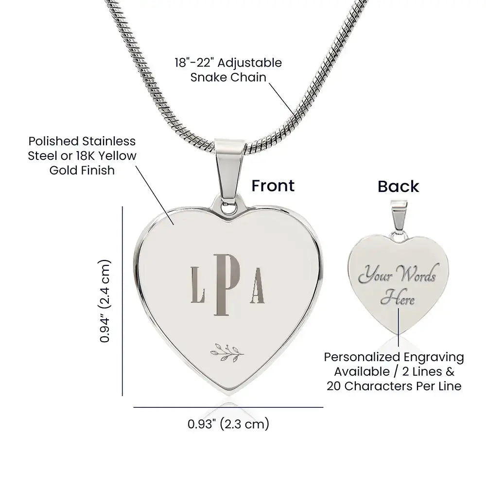 Monogrammed Engraved Heart Necklace | ShineOn Fulfillment