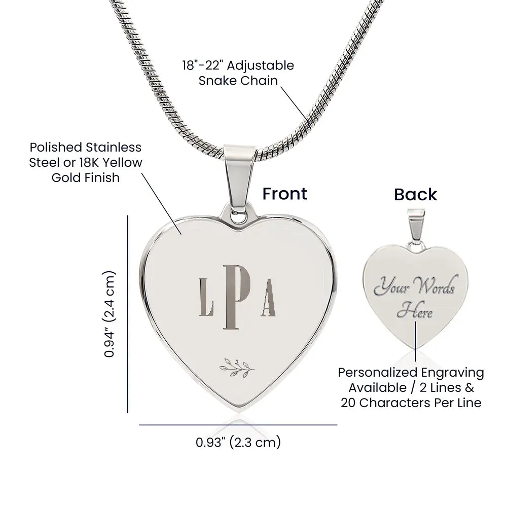 Monogrammed Engraved Heart Necklace | ShineOn Fulfillment