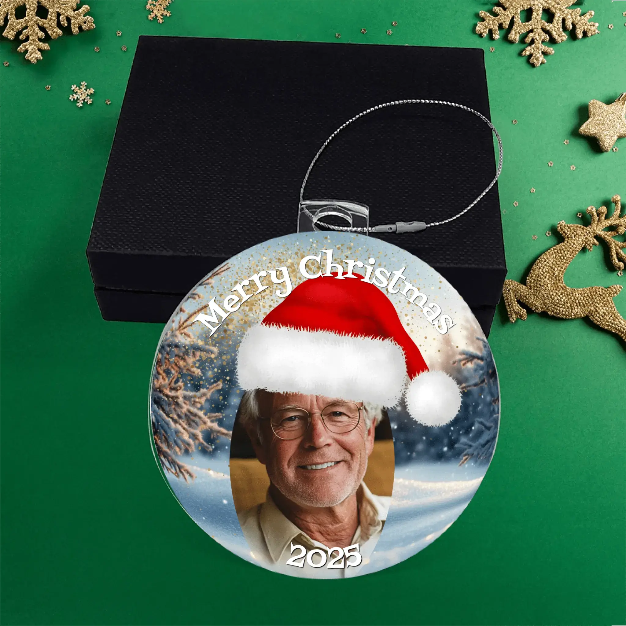 Custom Photo Christmas Ornament – Choose Your Hat Style (Santa, Jester, Top Hat) – Personalized Holiday Keepsake with Name & Date - Flourish Love Shop