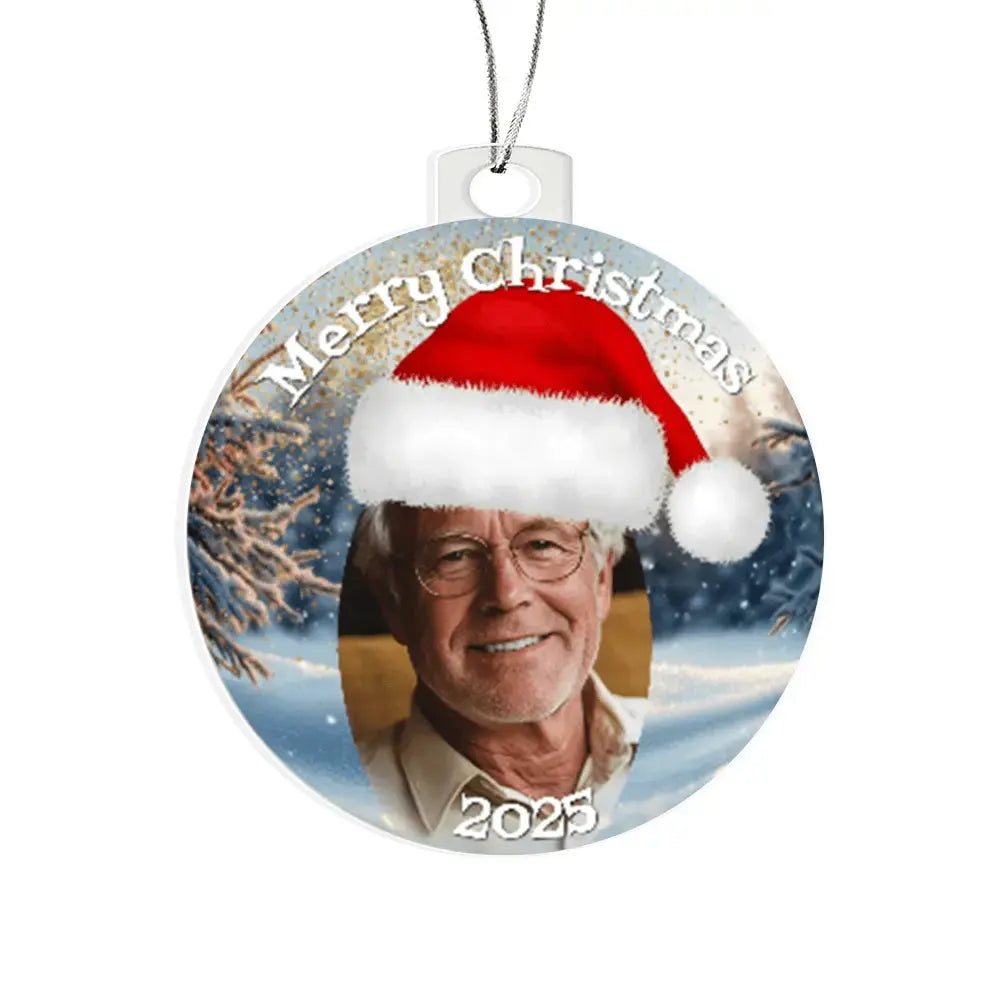 Custom Photo Christmas Ornament – Choose Your Hat Style (Santa, Jester, Top Hat) – Personalized Holiday Keepsake with Name & Date - Flourish Love Shop