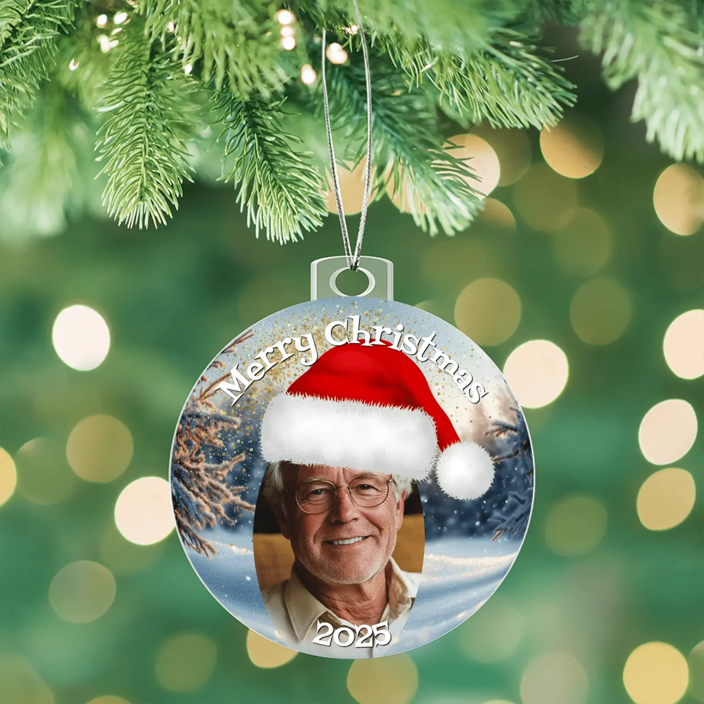 Custom Photo Christmas Ornament – Choose Your Hat Style (Santa, Jester, Top Hat) – Personalized Holiday Keepsake with Name & Date - Flourish Love Shop