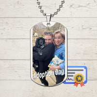 Adoption Day Dog Tag Necklace – Personalized Pet Photo & Custom Engraving - Flourish Love Shop
