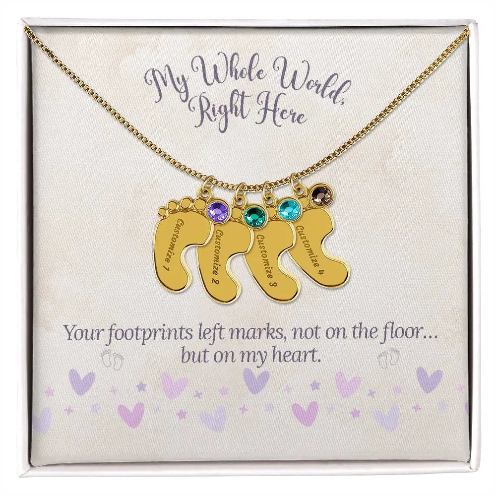 My Whole World - Baby Feet(s) Necklace with Birthstone and Engraving ShineOn Fulfillment