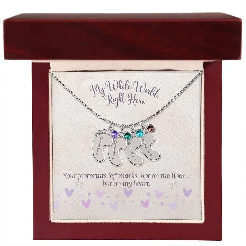 My Whole World - Baby Feet(s) Necklace with Birthstone and Engraving ShineOn Fulfillment