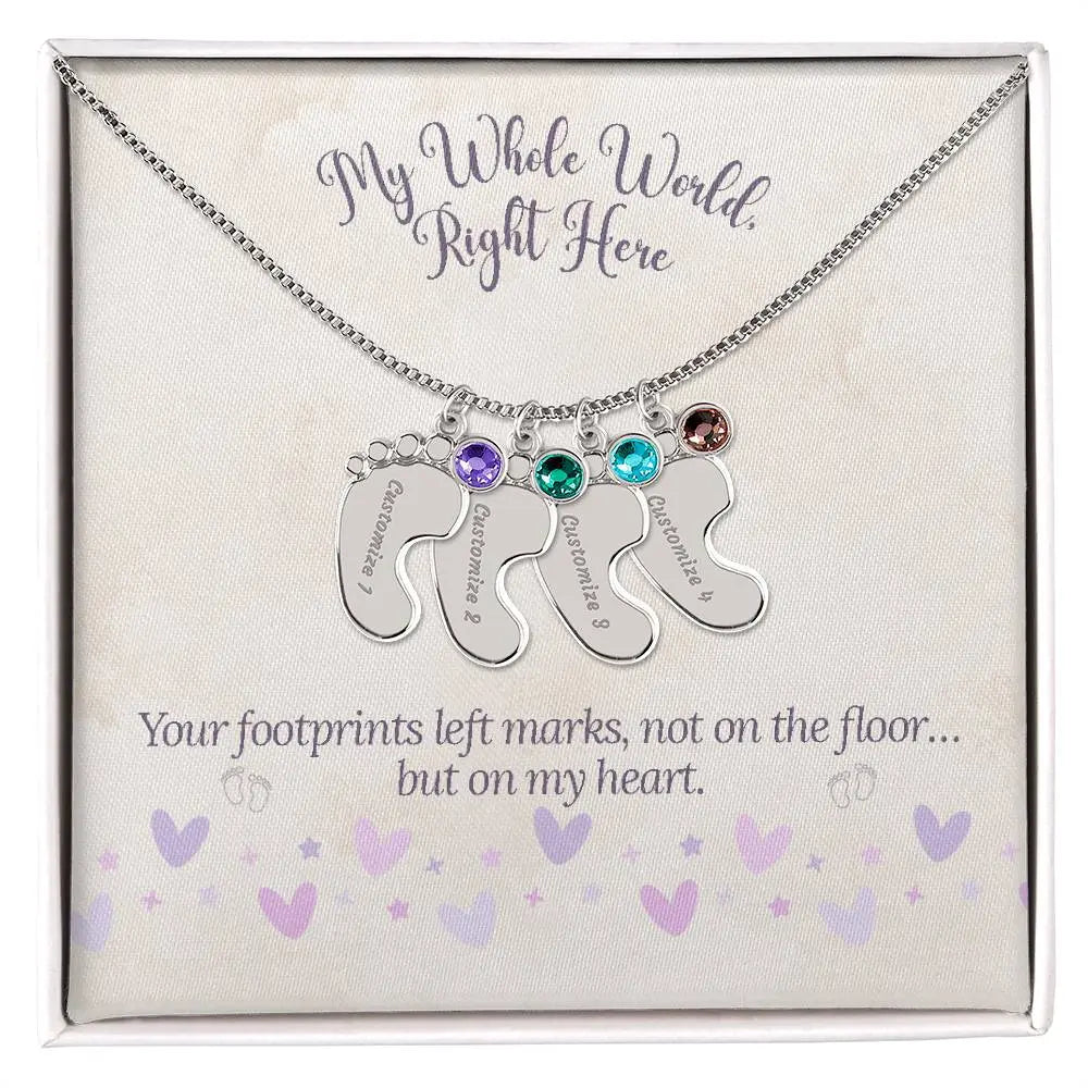 My Whole World - Baby Feet(s) Necklace with Birthstone and Engraving ShineOn Fulfillment