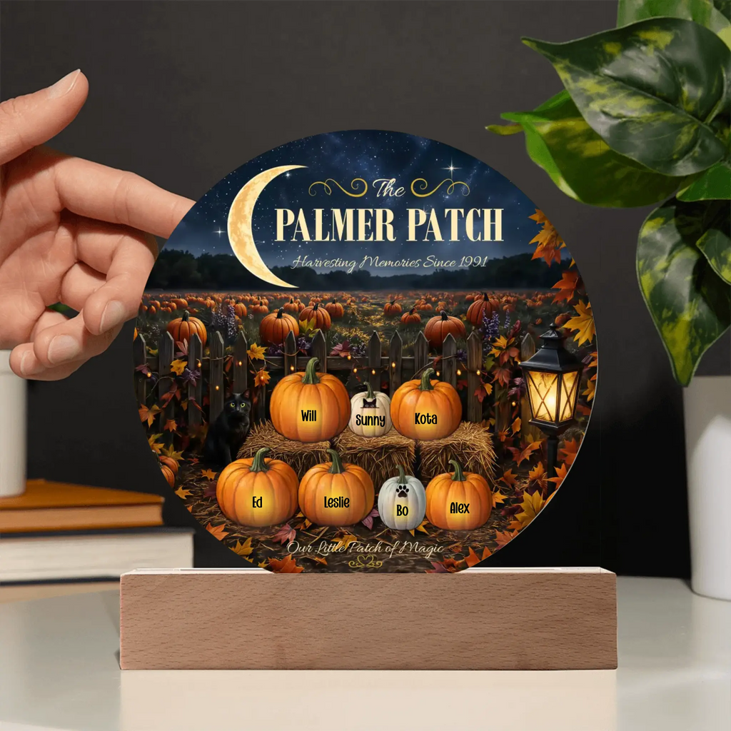 Personalized Family Pumpkin Patch | Whimsical Fall Keepsake Acrylic Plaque
