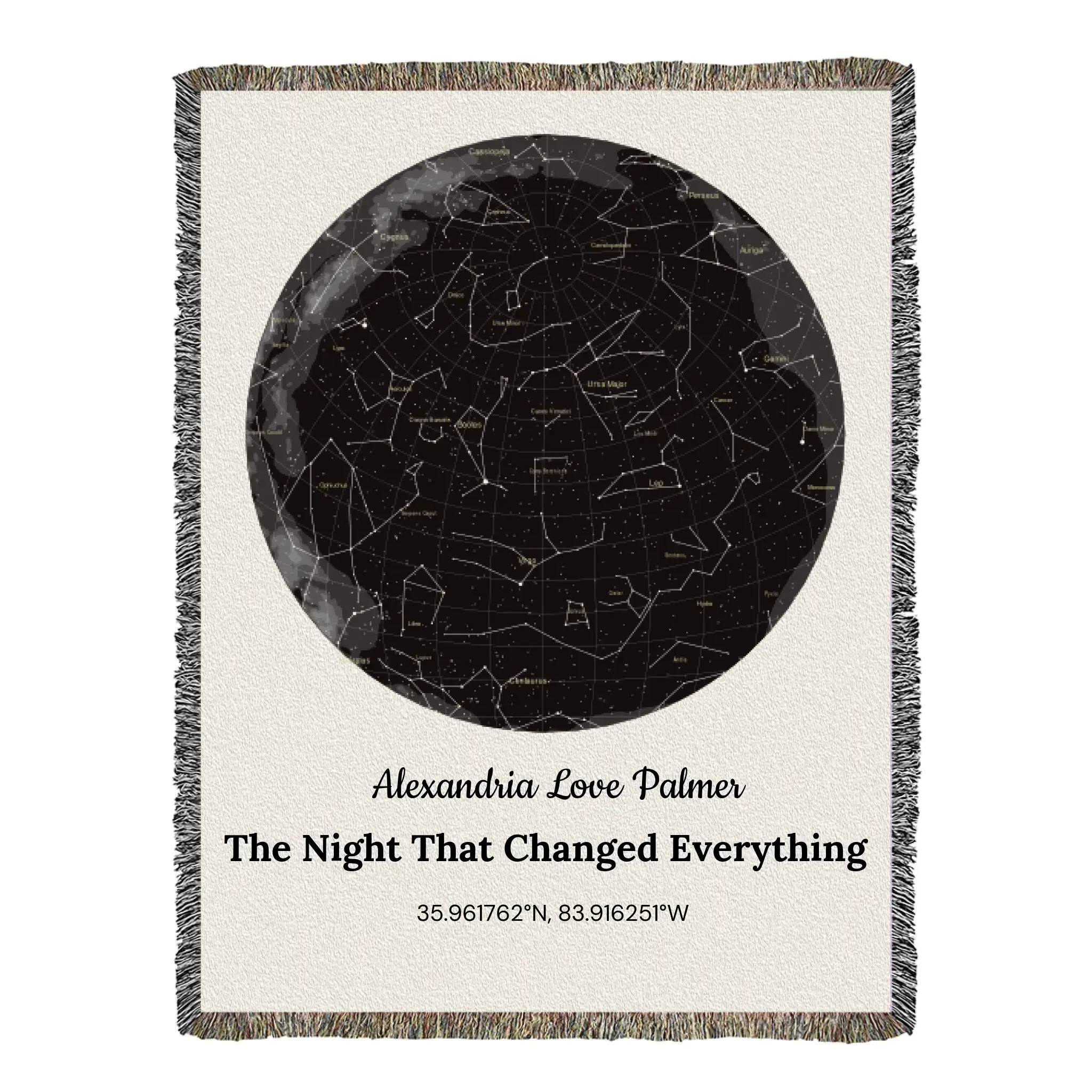 The Night Our Story Began — Custom Star Map Heirloom Woven Blanket (60x80 Cotton Keepsake) - Flourish Love Shop