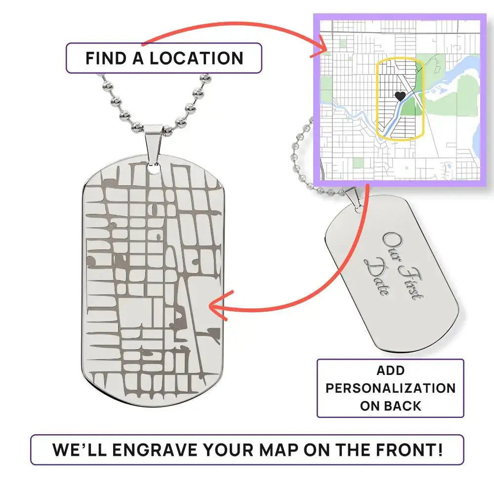 This Place Changed Me – Personalized Map Dog Tag Necklace - Flourish Love Shop
