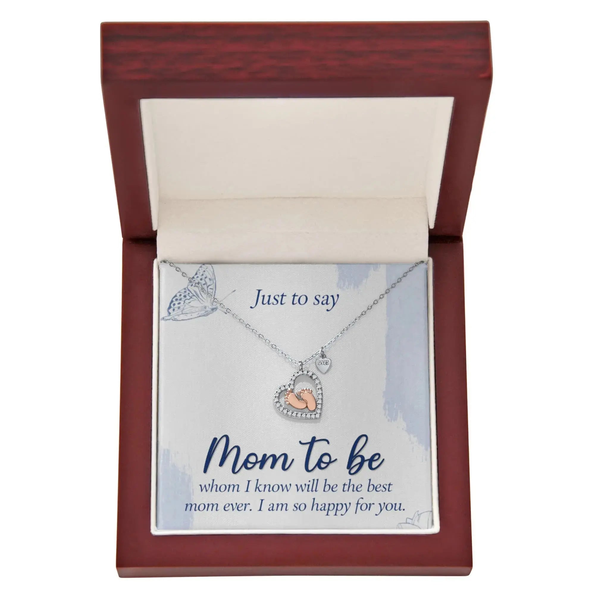 To Mom to be - so happy for you - Baby Feet Heart Necklace - Flourish Love Shop
