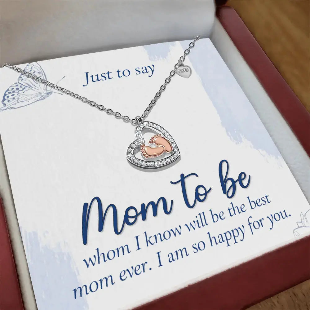 To Mom to be - so happy for you - Baby Feet Heart Necklace - Flourish Love Shop